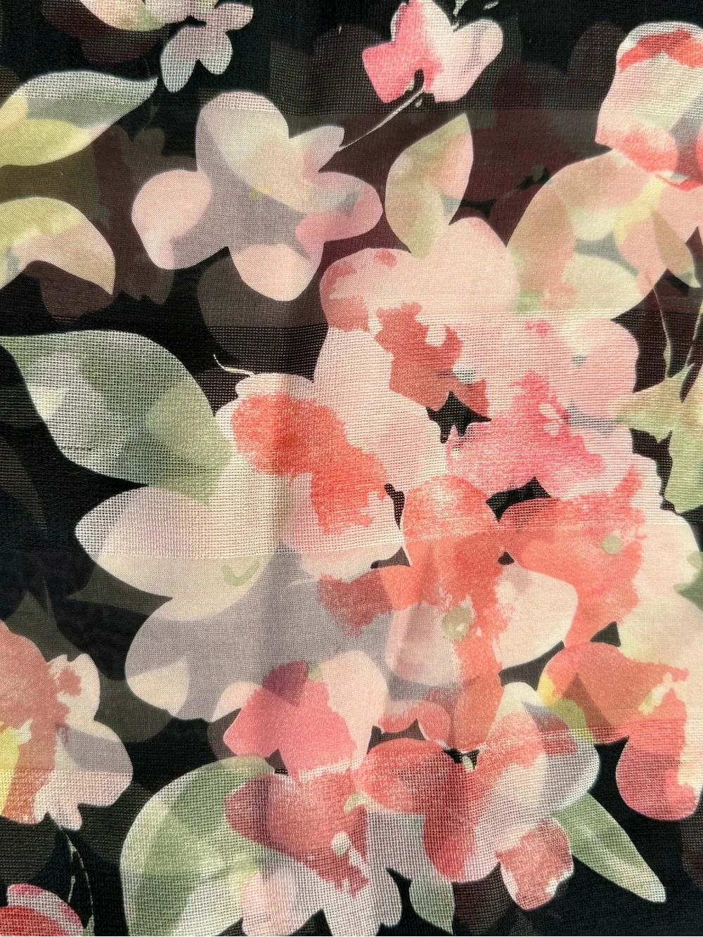 Lauren Ralph Lauren Floral Sheer Silk Scarf with Peach and Green Blooms